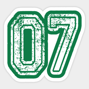 Number 07 Grungy in white Sticker